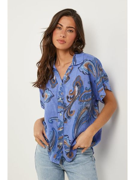 Le Monde du Lin Lniana bluzka w kolorze niebieskim rozmiar: 34/36. Niebieskie bluzki Le Monde du Lin, bez wzorów, ze lnu, klasyczne, bez kołnierzyka, bez ramiączek. Za 78,47 zł.