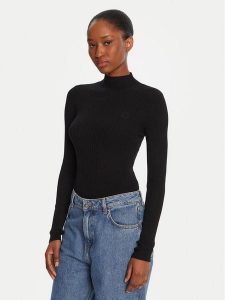 HUGO Sweter Sarmie_B 50522578 Czarny Slim Fit. Czarne swetry klasyczne Hugo, m, z syntetyku, bez kołnierzyka. Za 349,99 zł.