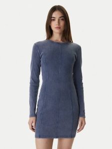 HUGO Sukienka dzianinowa Nopal 50552814 Niebieski Slim Fit. Niebieskie sukienki Hugo, s, bez wzorów, z bawełny, bez kołnierzyka, bez ramiączek. Za 599,99 zł.