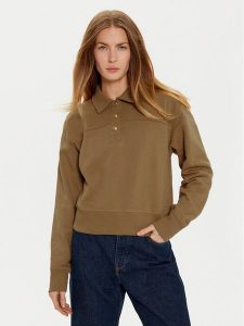 Tommy Hilfiger Bluza WW0WW44081 Khaki Regular Fit. Brązowe bluzy TOMMY HILFIGER, xxl, bez wzorów, z bawełny, bez kaptura. Za 349,99 zł.
