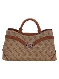 Guess Torebka "Dea" w kolorze beżowo-jasnobrązowym - 33 x 18 x 12 cm rozmiar: onesize. Brązowe torebki klasyczne Guess, z aplikacjami, z materiału, bez dodatków. Za 448,99 zł.