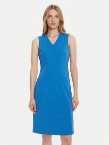 Calvin Klein Sukienka koktajlowa LV044C063G Niebieski Slim Fit. Niebieskie kombinezony Calvin Klein, l, bez wzorów, z syntetyku, wizytowe, bez kołnierzyka, bez ramiączek. Za 449,99 zł.