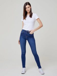 BIG STAR Dżinsy - Skinny fit - w kolorze niebieskim rozmiar: W26/L30. Niebieskie jeansy Big Star, z aplikacjami, z podwyższonym stanem. Za 127,05 zł.