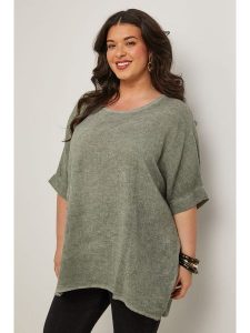 Curvy Lady Bluzka w kolorze khaki rozmiar: 48/50. Brązowe bluzki Curvy Lady, z aplikacjami, klasyczne, bez kołnierzyka, bez ramiączek. Za 114,17 zł.