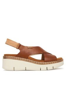 Pikolinos Sandały Gomera W0K-0606C1 Brązowy. Brązowe sandały Pikolinos, bez wzorów, ze skóry, bez obcasa, na koturnie, bez zapięcia. Za 599,99 zł.