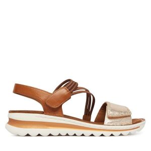 Sandały Ara. Brązowe sandały Ara, bez wzorów, bez obcasa, na płaskiej podeszwie, bez zapięcia. Za 429,99 zł.