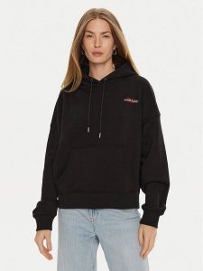 Guess Jeans Bluza W4BQ21 KC811 Czarny Regular Fit. Czarne bluzy Guess Jeans, xl, z aplikacjami, z bawełny, bez kaptura. Za 269,99 zł.