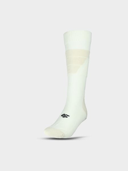 4F Skarpety narciarskie damskie - beżowe 35-38. Brązowe skarpetki 4f, bez wzorów, z bawełny. W wyprzedaży za 19,99 zł.