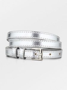 Becksöndergaard Skórzany pasek w kolorze srebrnym rozmiar: XS/S. Szare paski Becksöndergaard, bez wzorów, z materiału. Za 113,99 zł.