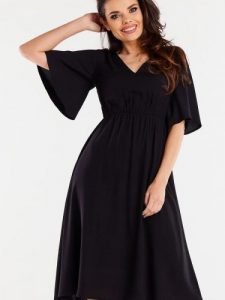 Sukienka Model A518 Black - awama. Czarne sukienki Awama, na lato, l, bez wzorów, z bawełny, bez kołnierzyka, bez ramiączek, dopasowane. Za 329,82 zł.