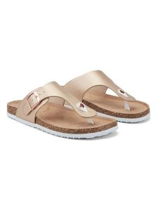 Inselhauptstadt Japonki w kolorze złotym rozmiar: 41. Żółte klapki Inselhauptstadt, bez wzorów, z otwartym noskiem, bez obcasa. Za 66,47 zł.