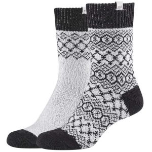 Skarpetki sportowe damskie Casual Cozy Jacquard 2PPK Socks. Szare skarpetki Skechers, bez wzorów, z elastanu. Za 39,99 zł.