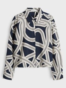 OPUS Bluzka "Famena" w kolorze biało-granatowym rozmiar: 42. Białe bluzki Opus, bez wzorów, z wiskozy, bez kołnierzyka, bez ramiączek. Za 121,99 zł.