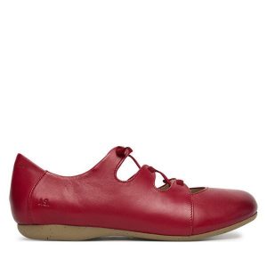 Półbuty Josef Seibel. Czerwone półbuty Josef Seibel, bez wzorów, bez obcasa, na płaskiej podeszwie, bez zapięcia. Za 389,99 zł.