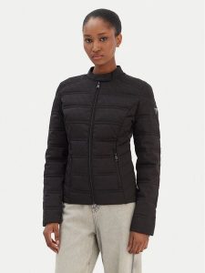 Guess Kurtka przejściowa W6RL02 WJ492 Czarny Regular Fit. Czarne kurtki Guess, xs, z aplikacjami, z syntetyku, bez kaptura. Za 545,99 zł.