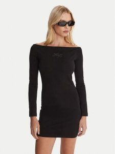 HUGO Sukienka codzienna Noffal_B 50546941 Czarny Slim Fit. Czarne kombinezony Hugo, l, bez wzorów, z bawełny, bez kołnierzyka, bez ramiączek. Za 379,99 zł.