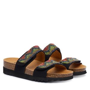 Klapki Scholl. Czarne klapki Scholl, bez wzorów, bez obcasa. Za 319,99 zł.