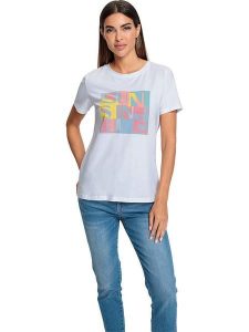 Heine Koszulka w kolorze białym rozmiar: 36. Białe bluzki Heine, bez wzorów, bez kołnierzyka, bez ramiączek. Za 34,99 zł.