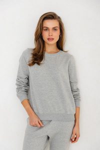 BLUZA LENA SZARY MELANŻ S - Flawless. Szare bluzy Flawless, s, bez wzorów, z bawełny, bez kaptura. Za 296,00 zł.