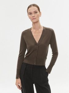 Calvin Klein Kardigan K20K205778 Brązowy Slim Fit. Brązowe kardigany Calvin Klein, z wełny. Za 379,99 zł.
