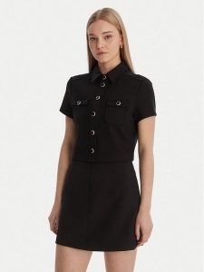 Guess Koszula W6RH83 KCMU2 Czarny Regular Fit. Czarne koszule Guess, m, z aplikacjami, z syntetyku, bez kołnierzyka, bez ramiączek. Za 439,99 zł.