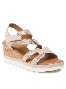 Clara Barson Sandały WS216-01 Różowy. Czerwone sandały Clara Barson, bez wzorów, ze skóry, bez obcasa, na koturnie, bez zapięcia. Za 119,99 zł.