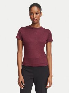 Guess T-Shirt W5BP07 KCGM2 Bordowy Regular Fit. Czerwone t-shirty Guess, xxl, z aplikacjami, z syntetyku, bez kołnierzyka, bez ramiączek. Za 174,99 zł.