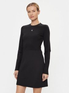 Calvin Klein Jeans Sukienka codzienna Milano Spacer Mix Outfit Dress J20J222528 Czarny Regular Fit. Czarne sukienki Calvin Klein Jeans, na co dzień, m, bez wzorów, z jeansu, bez kołnierzyka, bez ramiączek, proste. Za 569,99 zł.