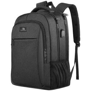 Plecak 28L – 15,6 cala – z portem ładowania USB. Czarne plecaki TRAVELHAWK. Za 143,78 zł.