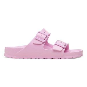 Klapki damskie BIRKENSTOCK ARIZONA EVA FONDANT PINK. Czerwone klapki Birkenstock, bez wzorów, z materiału, bez obcasa. Za 199,99 zł.