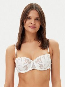Chantelle Biustonosz balkonetka Fleurs Signature C12Q50 Biały. Białe biustonosze Chantelle, bez wzorów, z syntetyku. Za 289,99 zł.