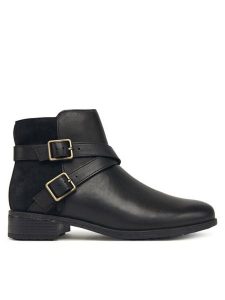 Clarks Botki Havisham Bay 26182941 Czarny. Czarne botki Clarks, bez wzorów, ze skóry, bez obcasa, na płaskiej podeszwie, bez zapięcia. Za 389,99 zł.