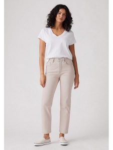 Levi's Dżinsy - Slim fit - w kolorze kremowym rozmiar: W27/L26. Brązowe jeansy Levi's®, z aplikacjami, z podwyższonym stanem. Za 223,99 zł.