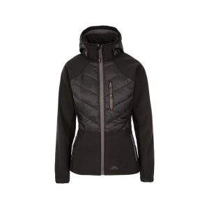 Trespass Elvira - Damski softshell czarny. Czarne kurtki Trespass, bez wzorów, z softshellu, bez kaptura. Za 250,15 zł.