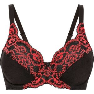Biustonosz bonprix czarno-koralowy. Biustonosze marki bonprix. Za 37,99 zł.