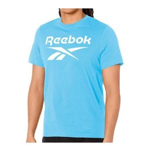 Koszulka Reebok Identity Big Logo Tee. Niebieskie bluzki Reebok, bez wzorów, sportowe, bez kołnierzyka, bez ramiączek. Za 59,99 zł.