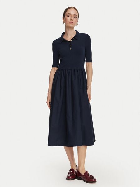 Tommy Hilfiger Sukienka codzienna WW0WW52227 Granatowy Regular Fit. Niebieskie sukienki TOMMY HILFIGER, na co dzień, xs, bez wzorów, z bawełny, bez kołnierzyka, bez ramiączek, proste. Za 649,99 zł.
