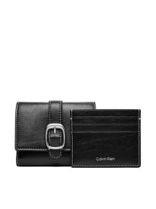 Calvin Klein Portfel Buckle 2 In 1 Wallet LV04F1168G Czarny. Czarne portfele Calvin Klein, bez wzorów, ze skóry. Za 369,99 zł.