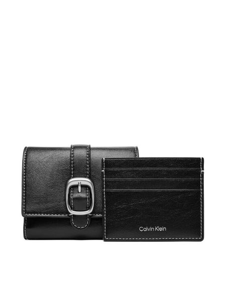 Calvin Klein Portfel Buckle 2 In 1 Wallet LV04F1168G Czarny. Czarne portfele Calvin Klein, bez wzorów, ze skóry. Za 369,99 zł.