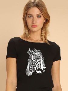 WOOOP Koszulka "Zebra" w kolorze czarnym rozmiar: L. Czarne bluzki Wooop, l, bez wzorów, bez kołnierzyka, bez ramiączek. Za 87,81 zł.