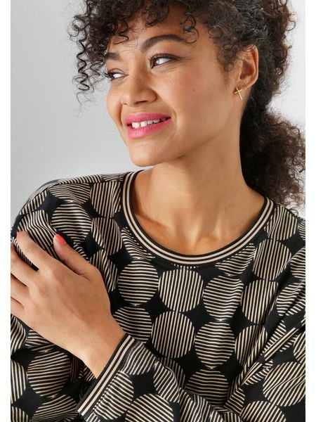 Aniston Koszulka w kolorze beżowo-czarnym rozmiar: 48. Brązowe bluzki Aniston, bez wzorów, bez kołnierzyka, bez ramiączek. Za 65,54 zł.