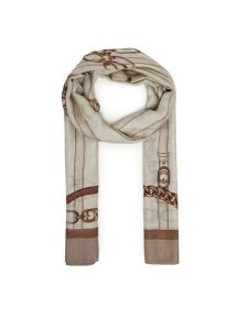 Guess Szal AW5351 VIS03 Beżowy. Brązowe rękawiczki Guess, z aplikacjami, z materiału. Za 199,99 zł.