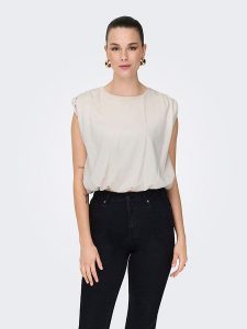 JDY Top w kolorze beżowym rozmiar: XL. Brązowe topy JDY, xl, bez wzorów, z bawełny, bez kołnierzyka, bez ramiączek. Za 65,85 zł.