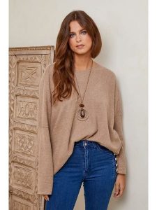 Joséfine Sweter "Palomar" w kolorze jasnobrązowym rozmiar: M. Brązowe swetry oversize Joséfine, m, bez wzorów, bez ramiączek. Za 105,14 zł.