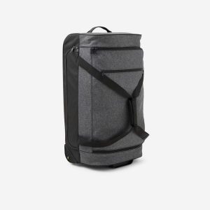 Torba podróżna na kółkach 70 l. Czarne torby podróżne i sportowe DECATHLON, bez wzorów, z tkaniny. Za 249,99 zł.
