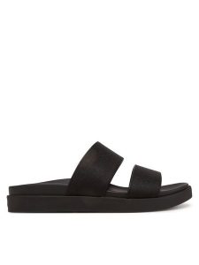 Calvin Klein Klapki Flat Slide Jacq HW0HW02487 Czarny. Czarne klapki Calvin Klein, bez wzorów, z materiału, bez obcasa. Za 219,99 zł.