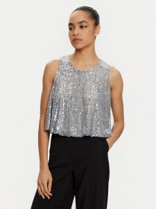 ViCOLO Bluzka TS0351 Srebrny Regular Fit. Szare bluzki ViCOLO, m, bez wzorów, z syntetyku, bez kołnierzyka, bez ramiączek. Za 239,99 zł.