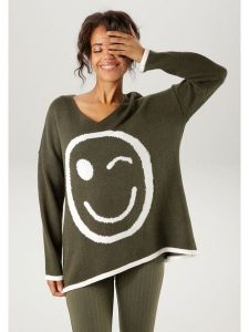 Aniston Sweter w kolorze khaki rozmiar: 44. Brązowe swetry oversize Aniston, bez wzorów, bez ramiączek. Za 56,99 zł.