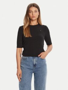 Tommy Hilfiger Bluzka WW0WW47308 Czarny Slim Fit. Czarne bluzki TOMMY HILFIGER, xs, bez wzorów, z wiskozy, bez kołnierzyka, bez ramiączek. Za 199,99 zł.