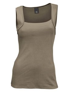 Heine Top w kolorze khaki rozmiar: 38. Brązowe topy Heine, bez wzorów, z bawełny, bez kołnierzyka, bez ramiączek. Za 43,99 zł.